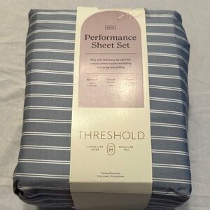 Threshold Dusty Blue and White Striped Sheet Set